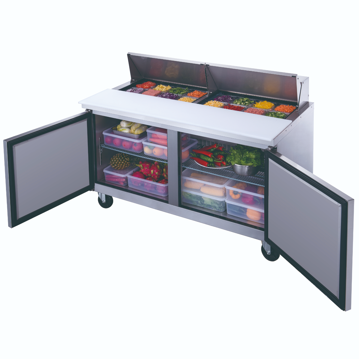 DSP60-16-S2 Refrigerador Comercial de Mesa de Preparación de Alimentos de 2 Puertas en Acero Inoxidable