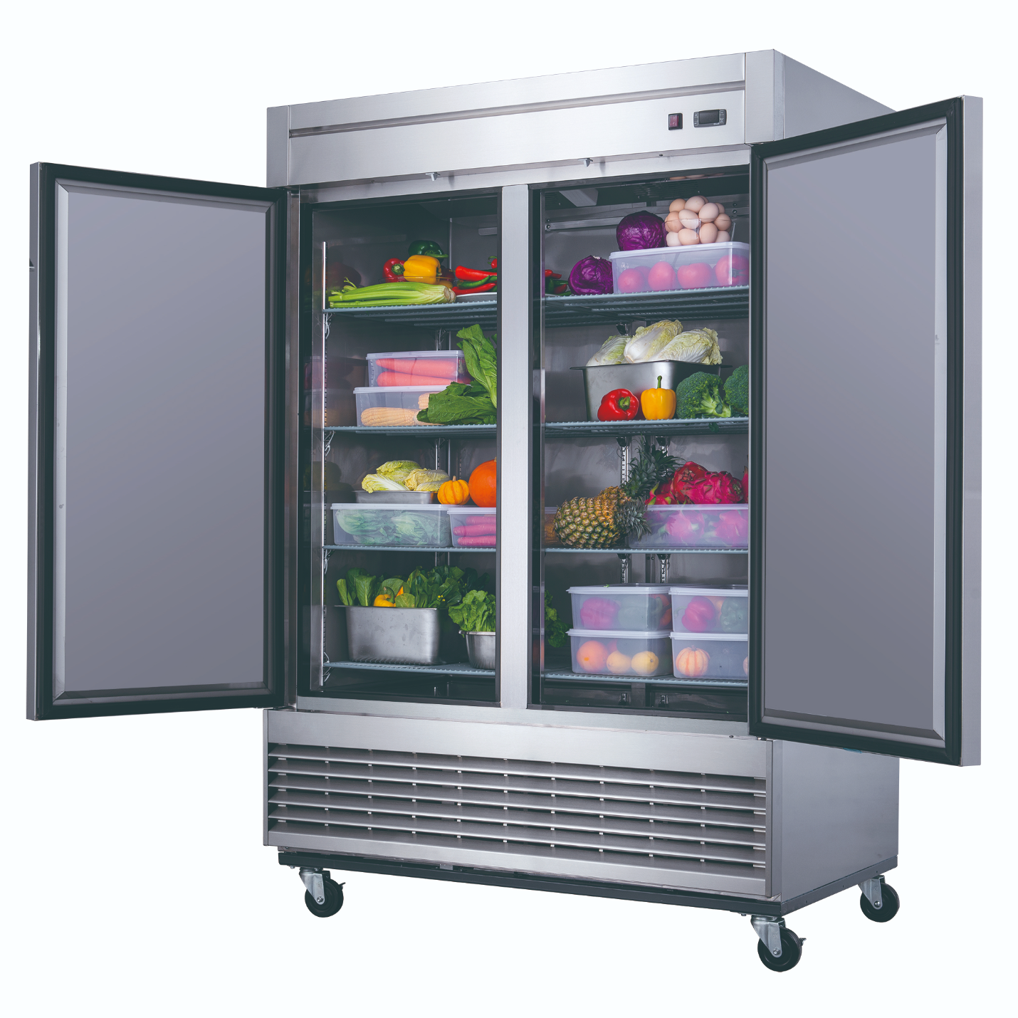 D55R Refrigerador Comercial de 2 Puertas en Acero Inoxidable